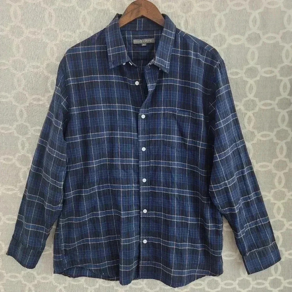 Slate & Stone Flannel Button Down Blue Plaid Men's Shirt XL - Picture 1 of 7